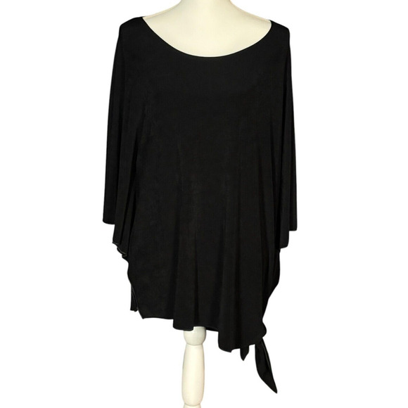 New Chico's Travelers Tunic Size Large Side Tie Black Wrinkle Free Packable Goth - Picture 1 of 8